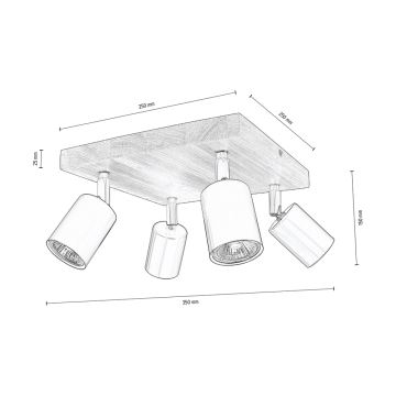 Tak spotlight MANARA 4xGU10/5W/230V valnöt