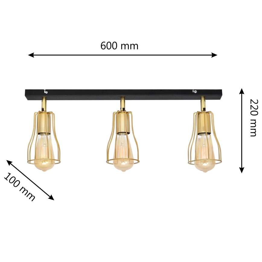 Spotlight TUBE 3xE27/60W/230V guld/svart