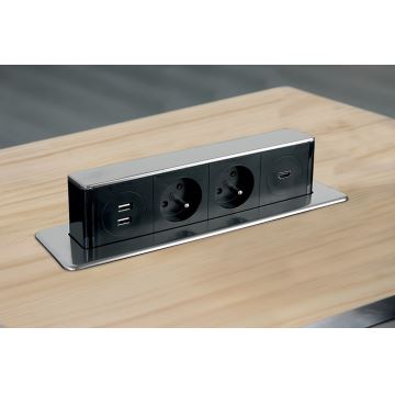 Elkontakt för bordsskiva 2x230V + 2xUSB + HDMI