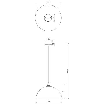 Takkkrona på ett snöre  BETA 1xE27/60W/230V d. 35 cm svart 