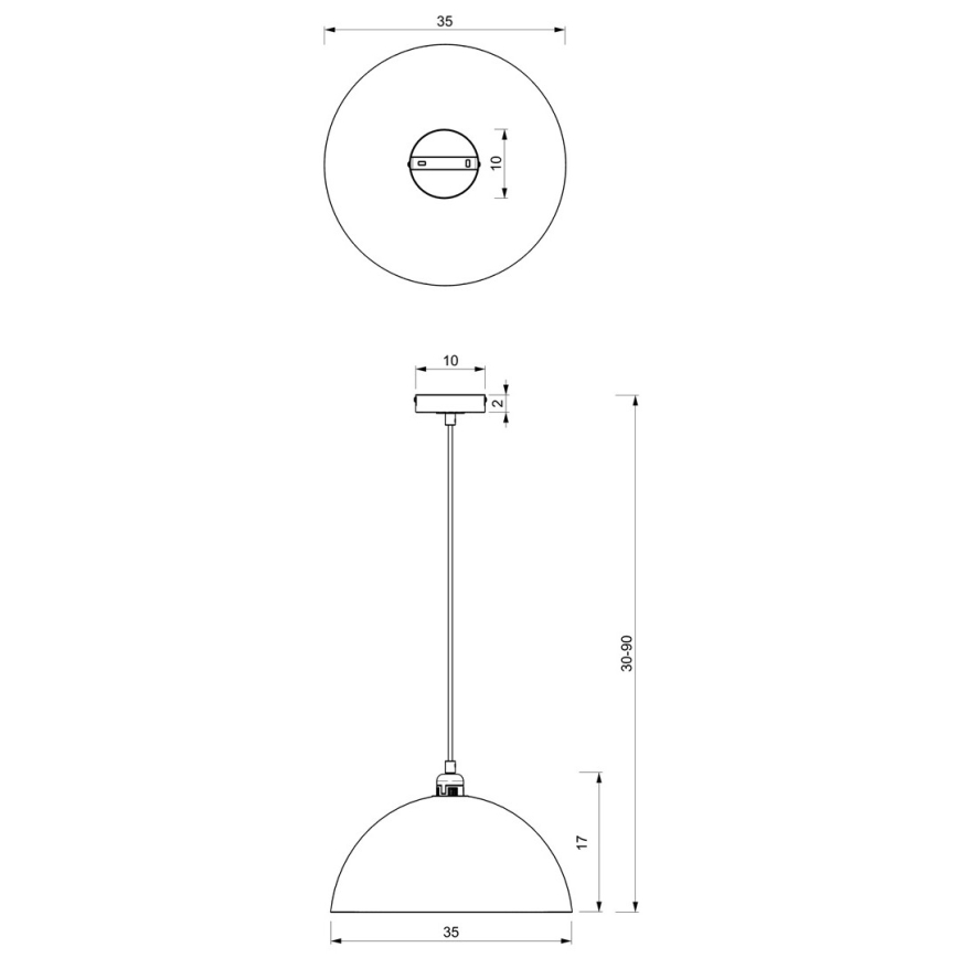 Takkkrona på ett snöre  BETA 1xE27/60W/230V d. 35 cm svart 