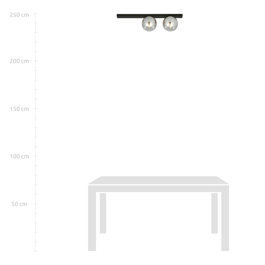 Taklampa FIT 2xE14/10W/230V svart/grå