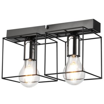 Taklampa MIKA 2xE27/60W/230V svart/krom