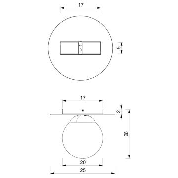 Taklampa PLATO 1xE14/40W/230V diameter 25 cm