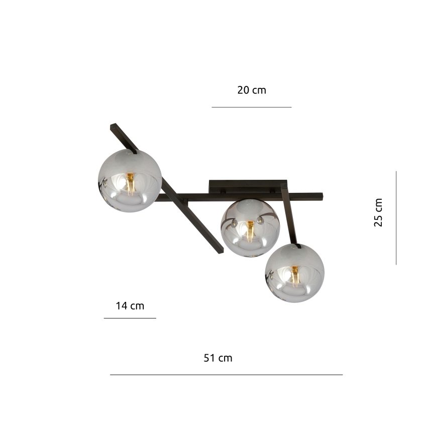 Taklampa SMART 3xE14/10W/230V svart/grå