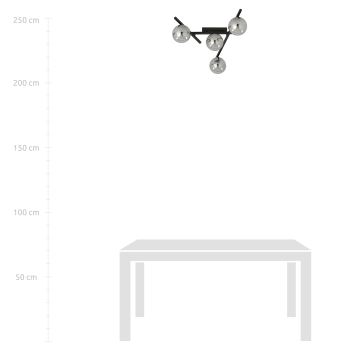 Taklampa SMART 4xE14/10W/230V svart/grå