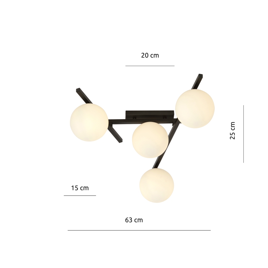 Taklampa SMART 4xE14/10W/230V svart/vit