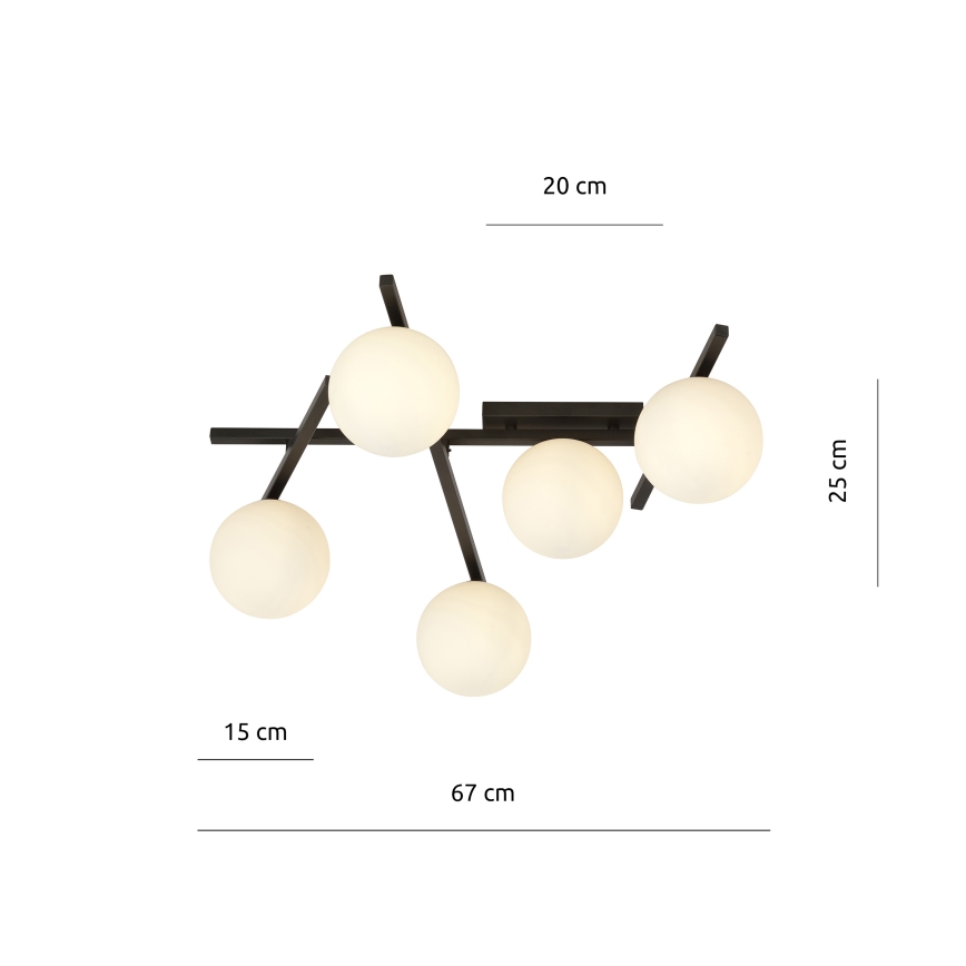 Taklampa SMART 5xE14/10W/230V svart/vit