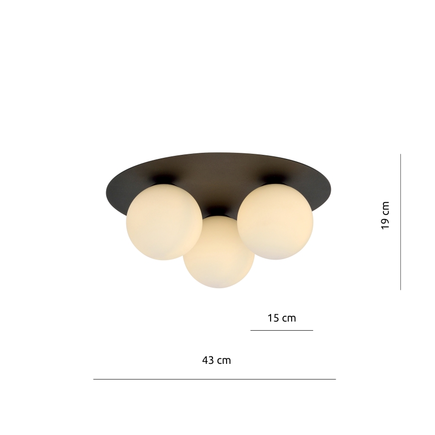 Taklampa SOLAR 3xE14/10W/230V svart/vit