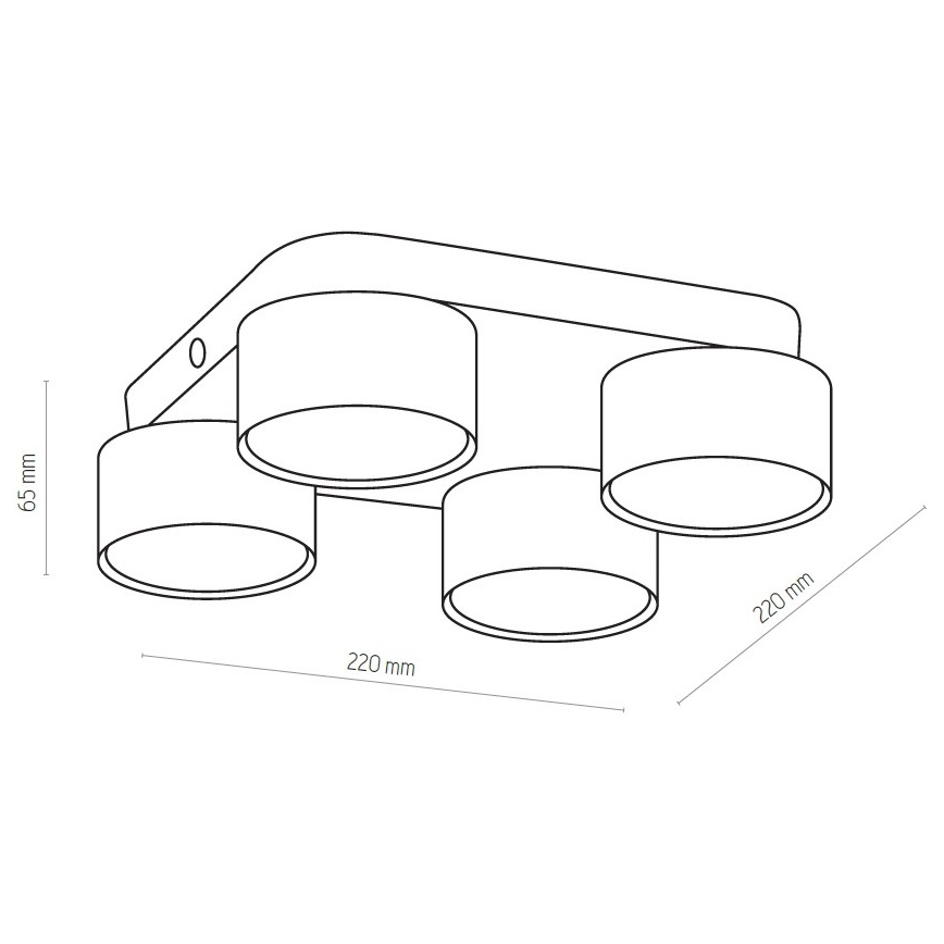 Taklampa  SPACE 4xGX53/15W/230V svart 