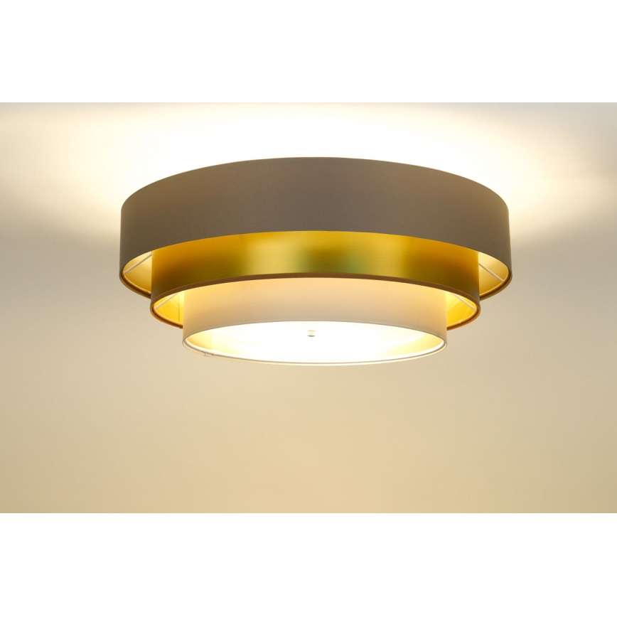 Taklampa TRINITI 2xE27/60W/230V brun/guld/beige