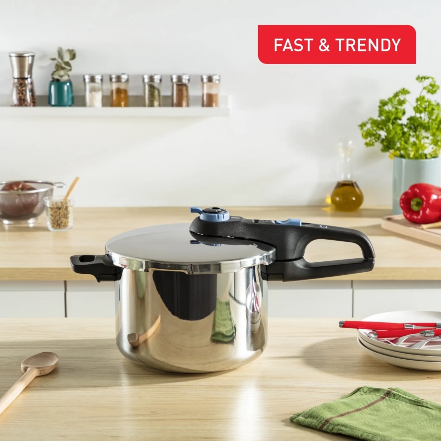 Tefal - Kit of pressure cookers 4/6 l SECURE TRENDY rostfri