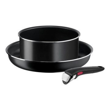 Tefal - Sätt med matlagningsutrustning 3 delar INGENIO EASY COOK & CLEAN BLACK