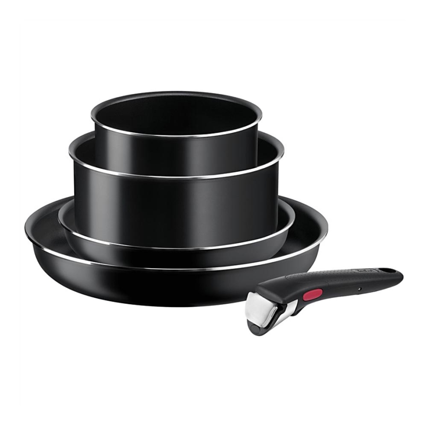 Tefal - Sätt med matlagningsutrustning 5 delar INGENIO EASY COOK & CLEAN BLACK