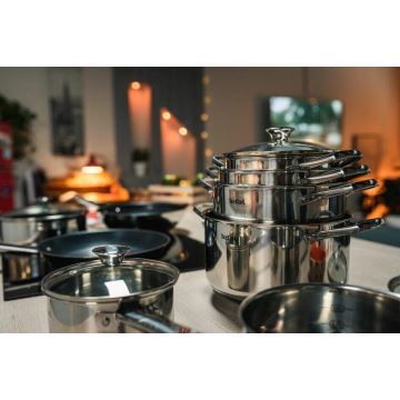 Tefal - Sätt med matlagningsutrustning 9 delar COOK EAT rostfri