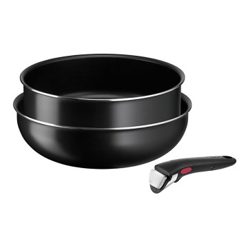 Tefal - Set med pannor 3 delar INGENIO EASY COOK & CLEAN BLACK