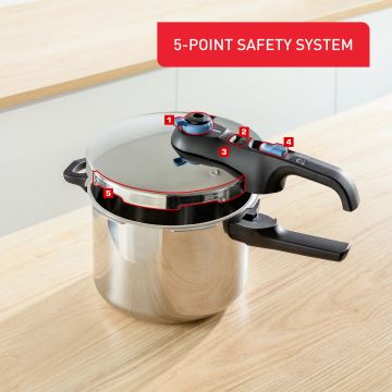 Tefal - Tryckkokare 6 l SECURE TRENDY rostfri