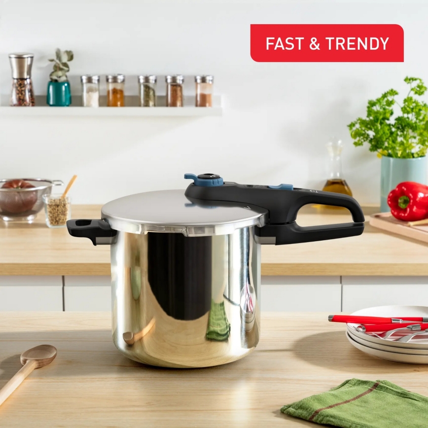 Tefal - Tryckkokare 8 l SECURE TRENDY rostfri