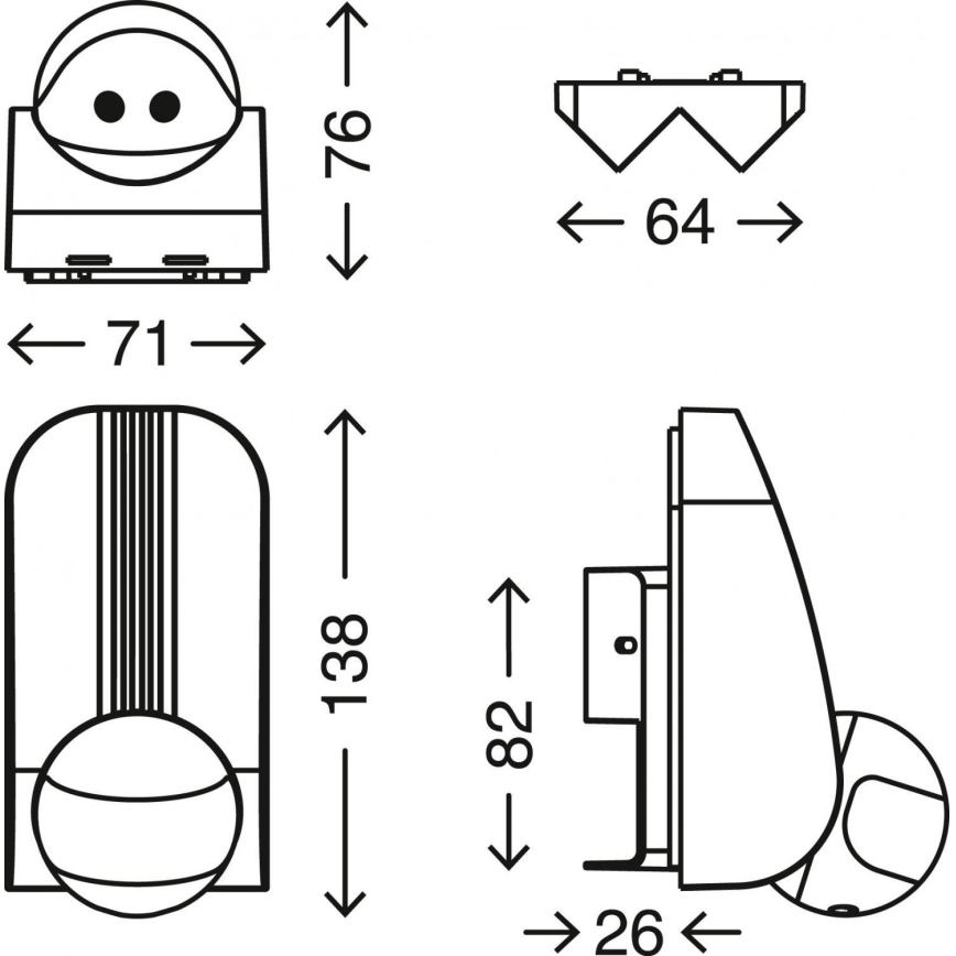 Telefunken 306505TF - Utomhuslampa med rörelsesensor 180° IP44 svart