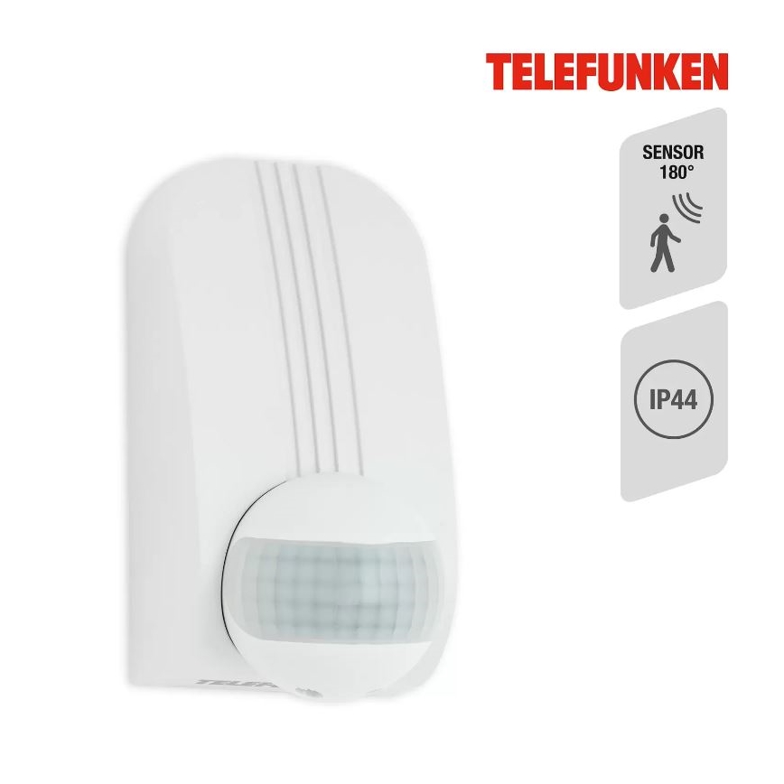 Telefunken 306506TF - Utomhuslampa med rörelsesensor 180° IP44 vit