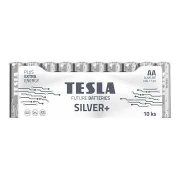 Tesla Batteries - 10 delar Alkaliskt batteri AA SILVER+ 1,5V 2900 mAh