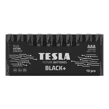 Tesla Batteries - 10 delar Alkaliskt batteri AAA BLACK+ 1,5V 1200 mAh