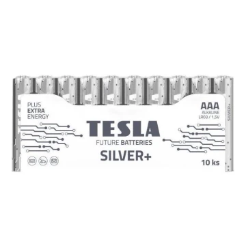 Tesla Batteries - 10 delar Alkaliskt batteri AAA SILVER+ 1,5V 1300 mAh