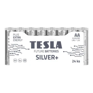 Tesla Batteries - 24 delar Alkaliskt batteri AA SILVER+ 1,5V 2900 mAh
