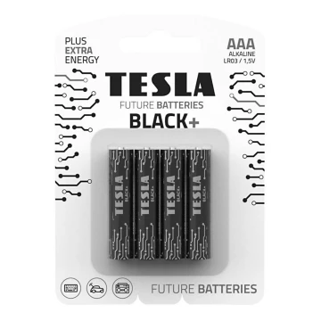 Tesla Batteries - 4 delar Alkaliskt batteri AAA BLACK+ 1,5V 1200 mAh