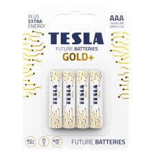 Tesla Batteries - 4 delar Alkaliskt batteri AAA GOLD+ 1,5V 1350 mAh
