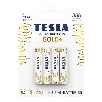 Tesla Batteries - 4 delar Alkaliskt batteri AAA GOLD+ 1,5V 1350 mAh