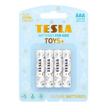 Tesla Batteries - 4 delar Alkaliskt batteri AAA TOYS+ 1,5V 1300 mAh