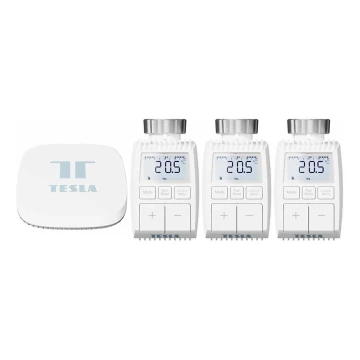 TESLA Smart - KIT 3x Smart trådlöst termostathuvud + smart port Hub Zigbee Wi-Fi