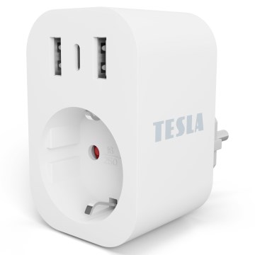 TESLA Smart - Smart kontakt 3680W/230V/16A Type F/E 2xUSB-A + 1xUSB-C Wi-Fi