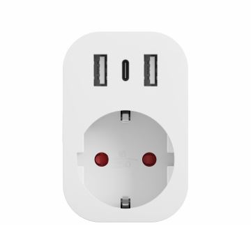 TESLA Smart - Smart kontakt 3680W/230V/16A Type F/E 2xUSB-A + 1xUSB-C Wi-Fi