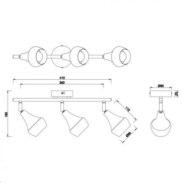 Trio - Spotlight TRUMPET 3xE14/40W/230V