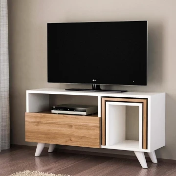 TV bord NOVELLA 51x90 cm vit/brun
