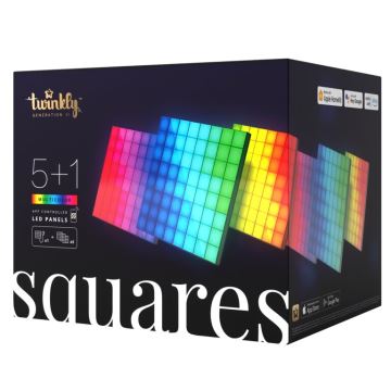 Twinkly - KIT 6xLED RGB Ljusreglerad panel SQUARES 64xLED 16x16 cm Wi-Fi