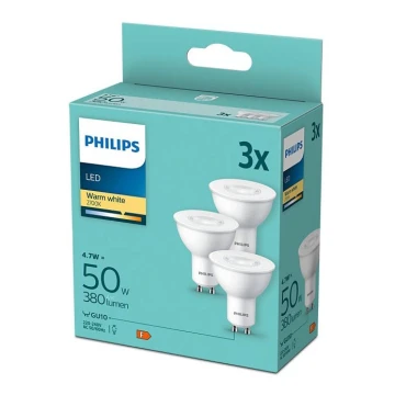 UPPSÄTTNING 3x LED Glödlampa  Philips GU10/4,7W/230V 2700K