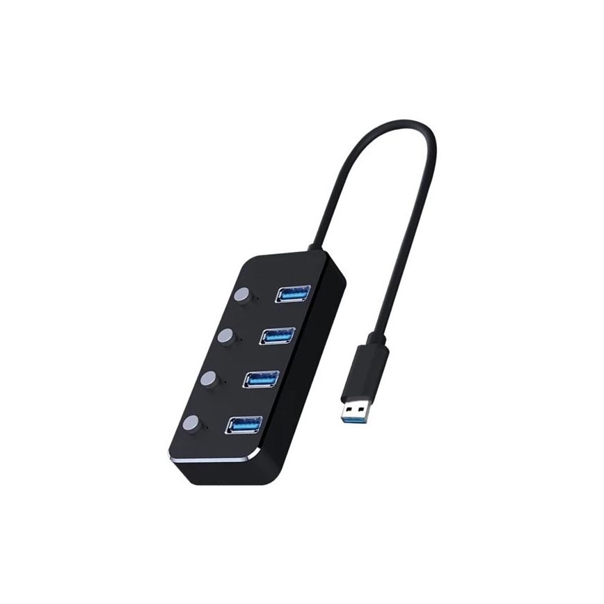 USB Splitter med reglage 4xUSB-A 3.0 svart