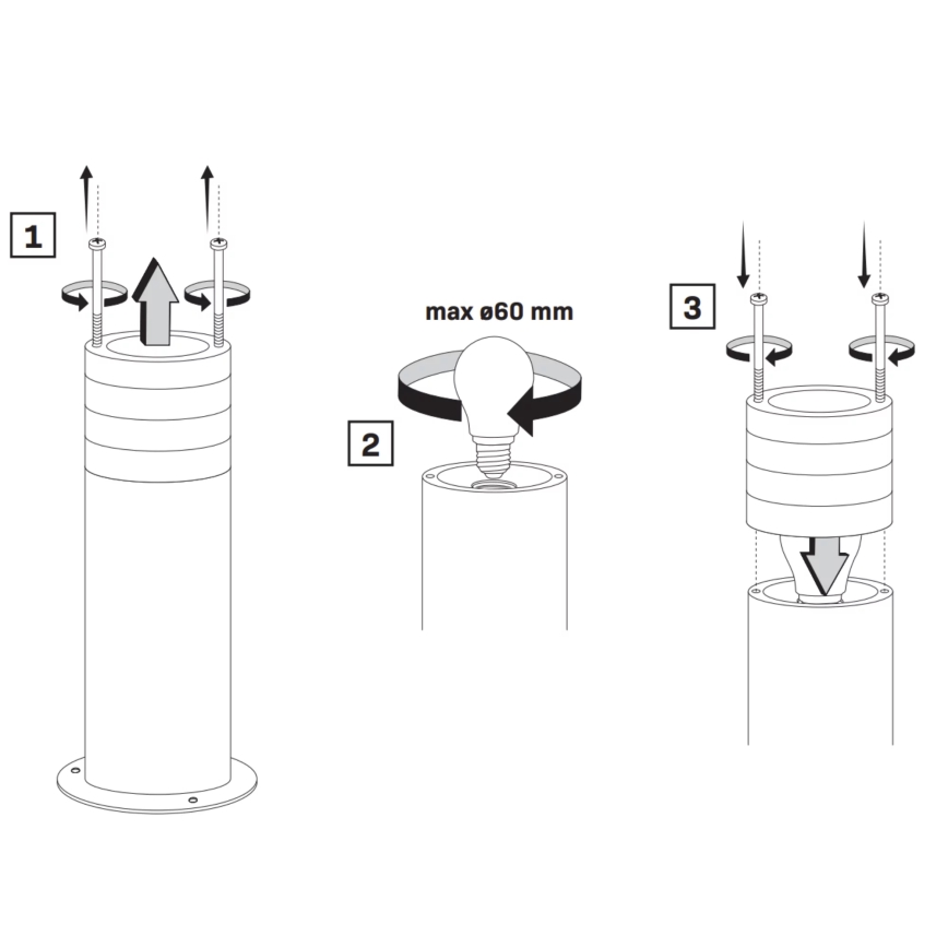 Utomhuslampa RINO 1xE27/12W/230V IP54 44 cm svart