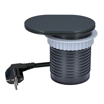 Uttagspelare för bordsskiva 1x230V + USB-A + USB-C svart