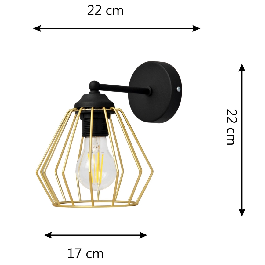 Vägglampa AGAT 1xE27/60W/230V guld/svart