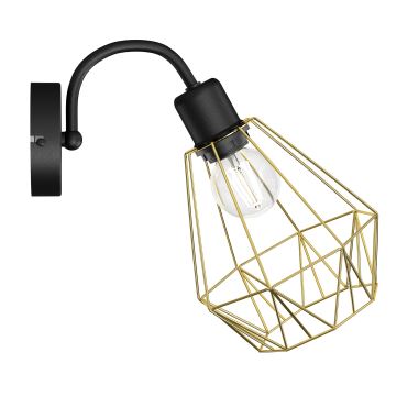 Vägglampa BERGEN 1xE27/60W/230V svart/gyllene