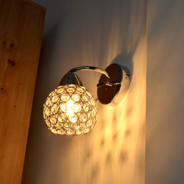 Vägglampa DORIS 1xE27/15W/230V skinande krom/genomskinlig