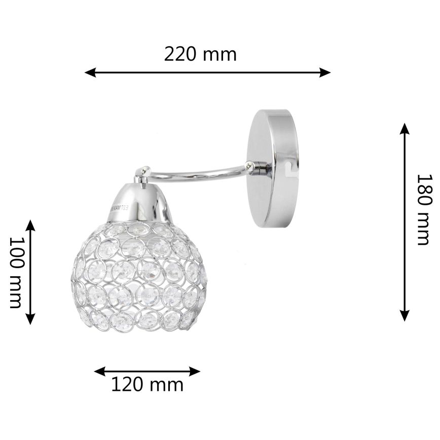 Vägglampa DORIS 1xE27/15W/230V skinande krom/genomskinlig