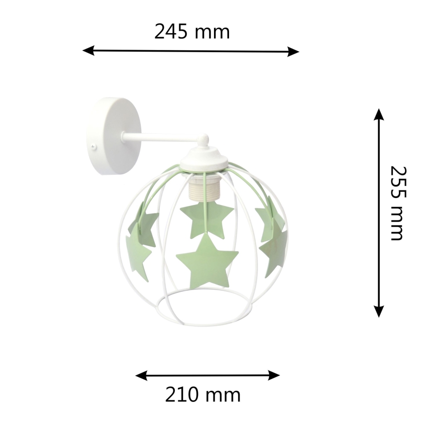 Vägglampa för barn STARS 1xE27/15W/230V grön/vit