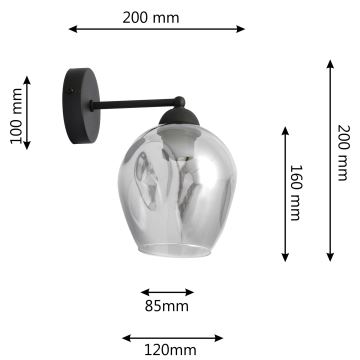 Vägglampa LILI 1xE27/15W/230V svart/grå