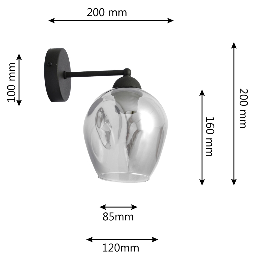 Vägglampa LILI 1xE27/15W/230V svart/grå