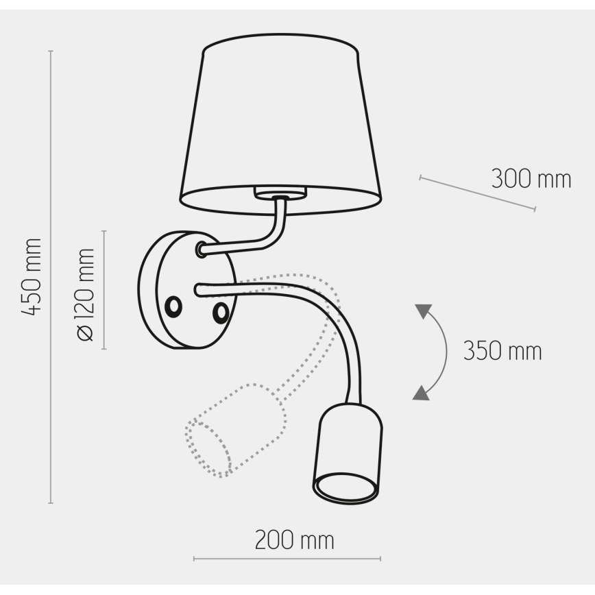 Vägglampa  MAJA 1xE27/15W/230V + 1xGU10/10W/230V svart 